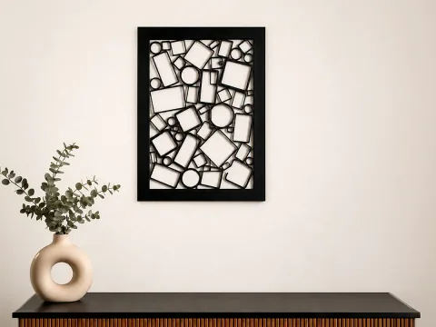 Dekoracyjny metalowy panel ścienny o geometrycznym wzorze